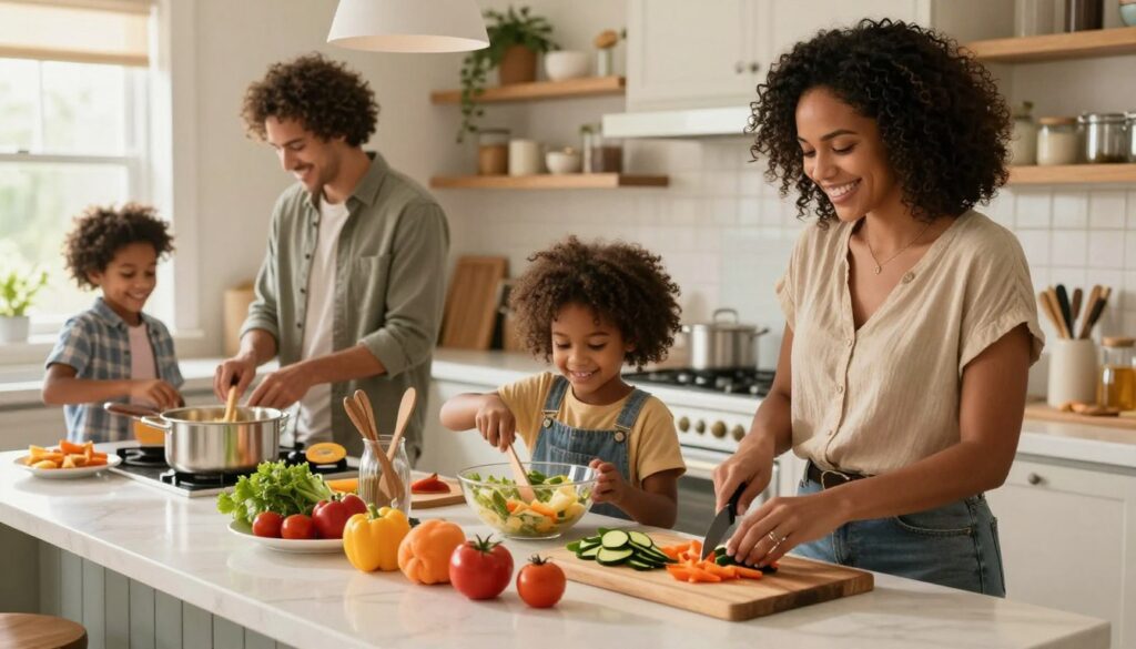 family cooking together family cooking together
