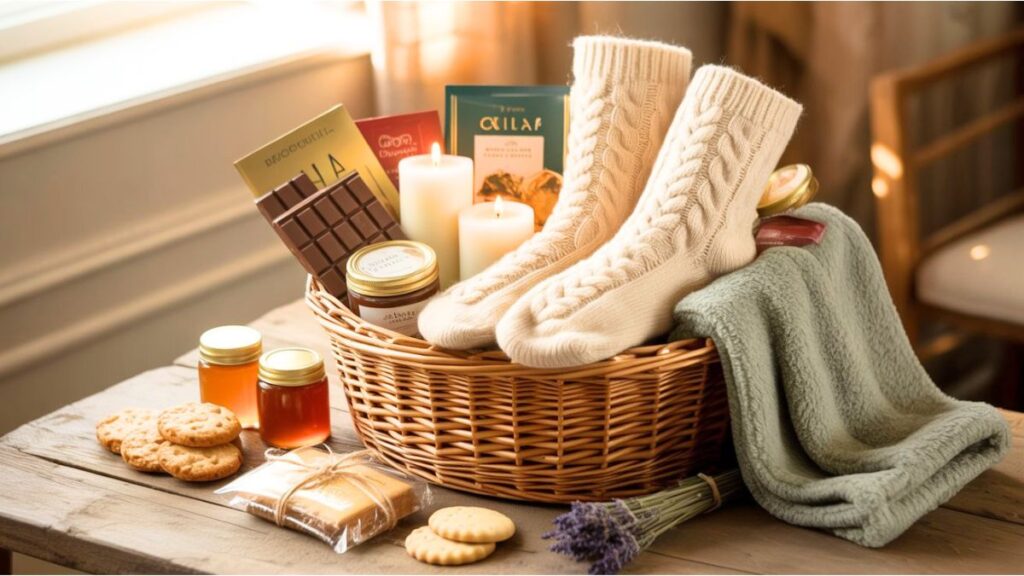 Cozy Baby Shower Game Prizes for Guests gift basket Cozy Baby Shower Game Prizes for Guests gift basket