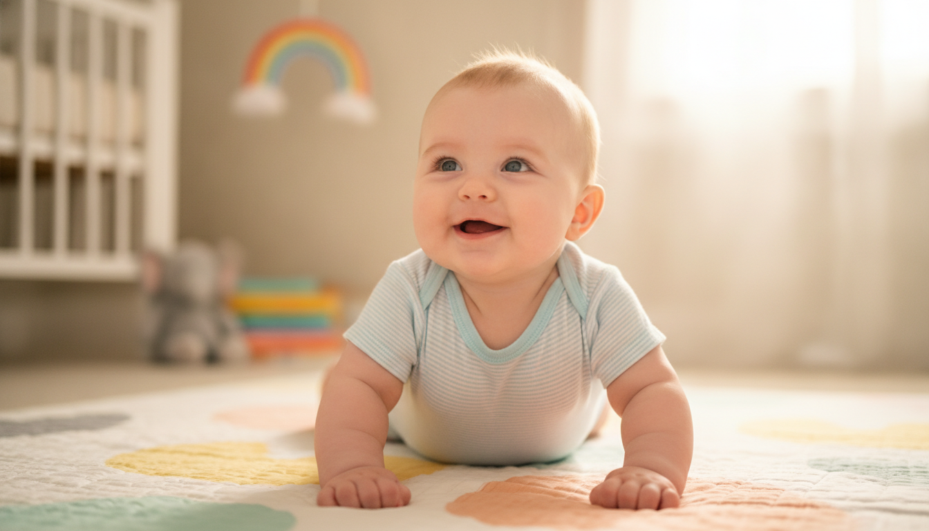 Baby pushing up on tummy during tummy time